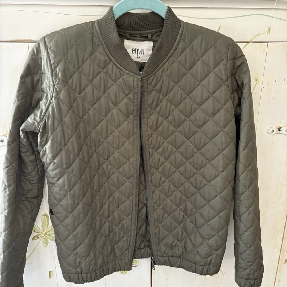 Envii Olive Quilted Bomber Jacket